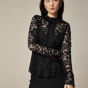 J.Crew Black Lace Long Sleeve Blouse Size 12